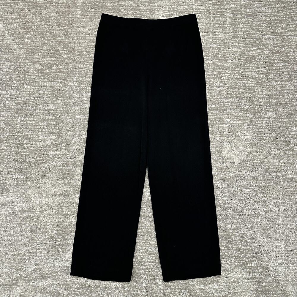 Misook Pants Womens Medium Black Knit Straight Leg Pull On Dressy Work Office